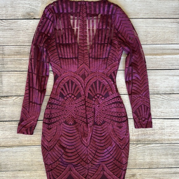 Revolve Lavish Alice Lace Long Sleeve Purple Embroidered Cocktail Dress Size 2 - Picture 9 of 12